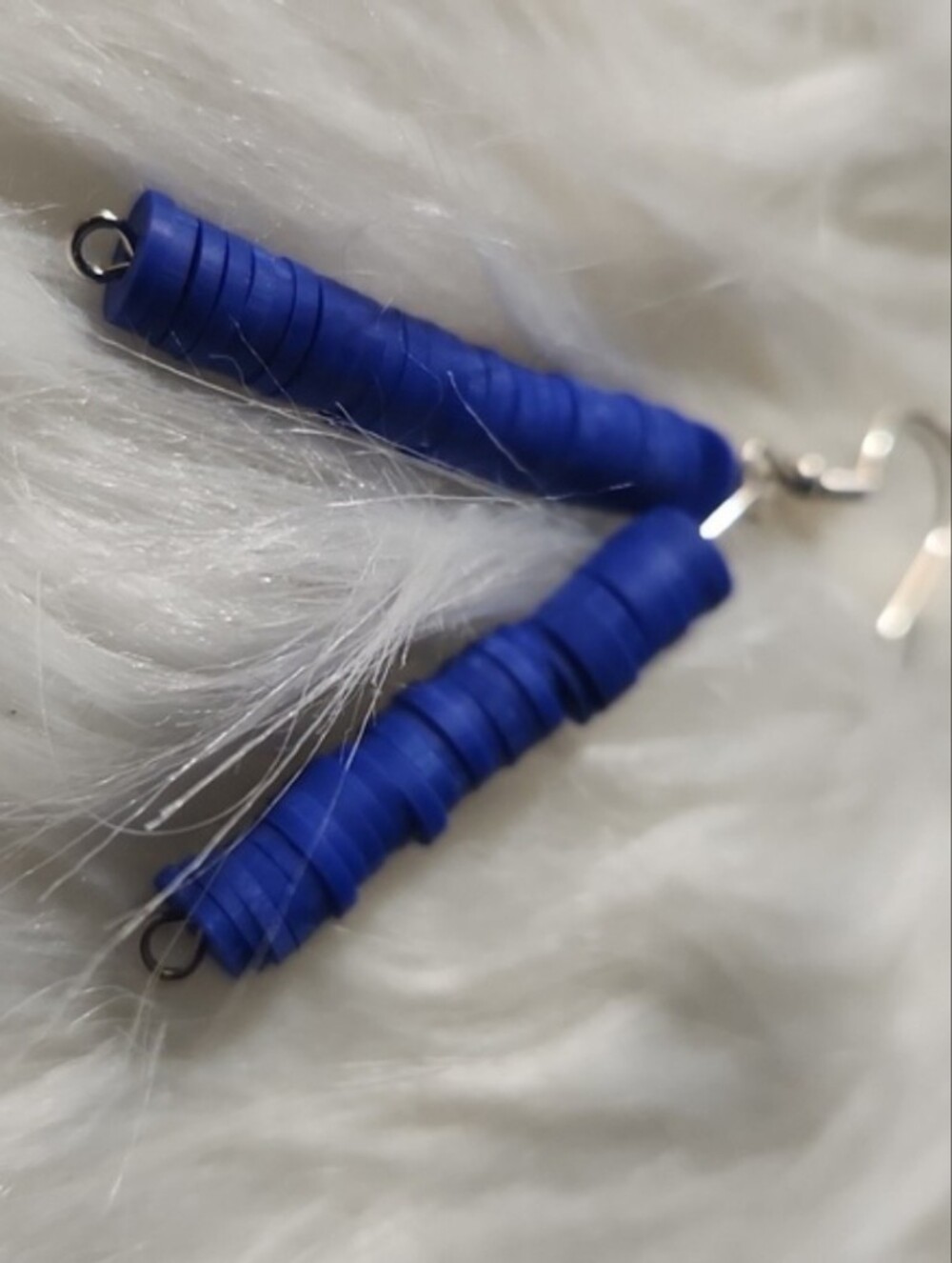 Hand Crafted Royal Blue Disc Bead Drop Earrings